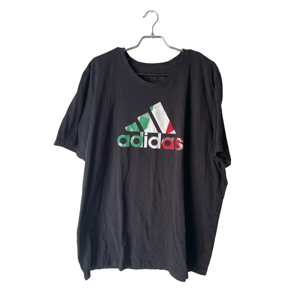 Adidas  Mens  Black Graphic T-Shirt Logo Badge of Sport Tee Athletic 2 XL